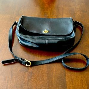 Vintage black coach leather Crossbody with gold hardware. Coach #K71-9790